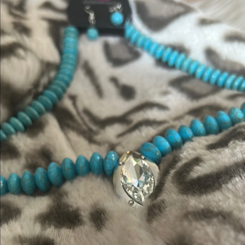 Paparazzi Blue and Silver Necklace with Heart Pendant